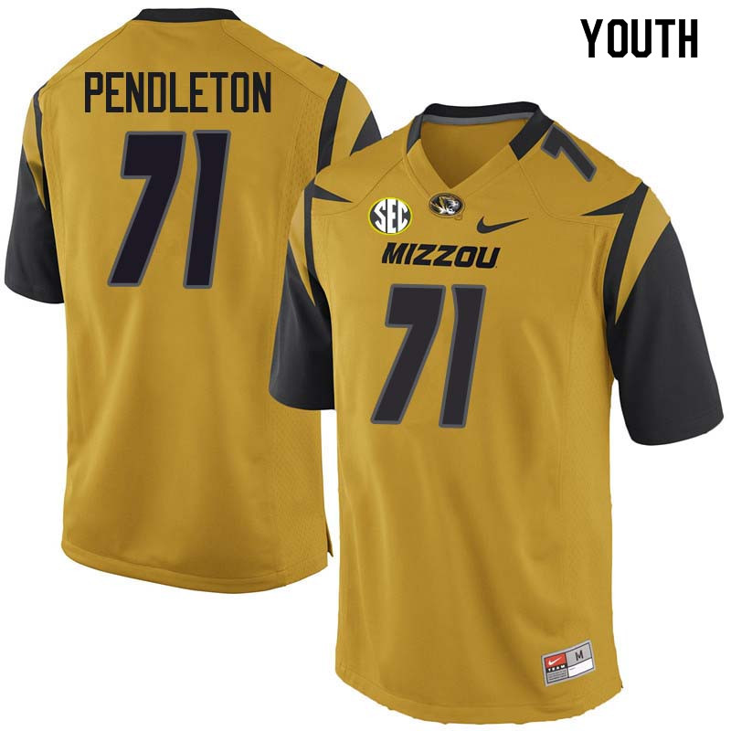 Youth #71 Kevin Pendleton Missouri Tigers College Football Jerseys Sale-Yellow - Click Image to Close
